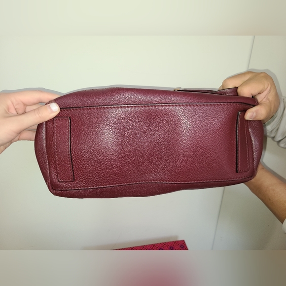 Tory Burch Designer McGraw Leather Burgundy Tote Purse Handbag - Picture 8 of 12